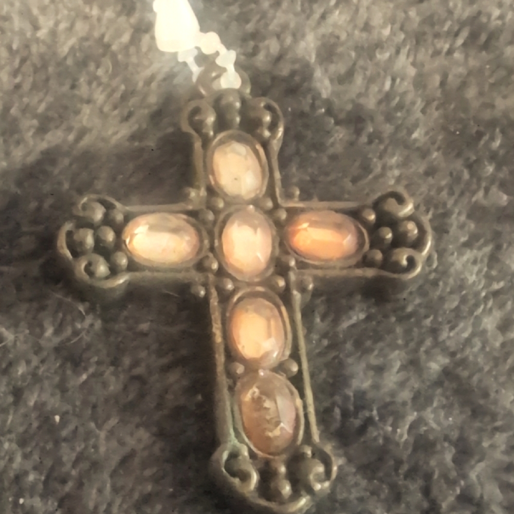 Brown Gothic Cross Necklace with Intricate Filigree